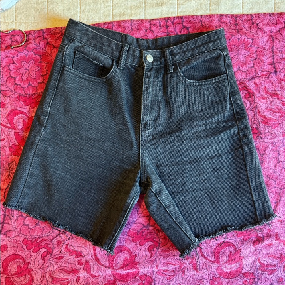 Princess Polly Black Denim Cutoff Shorts